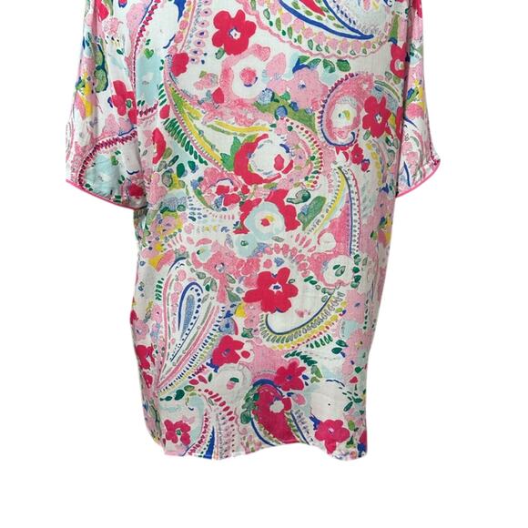 Jaclyn Intimates Pajama Top Paisley Print Collared Viscose Multicolor W L NWOT - Picture 6 of 8